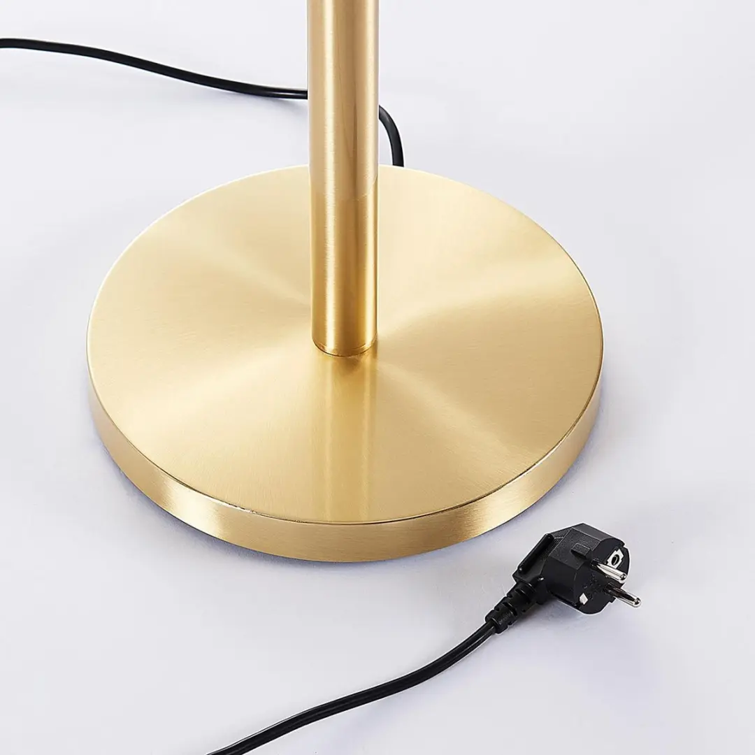 Lindby Vloerlamp Metaal Glas 180cm - E27 - Mat Messing/Wit