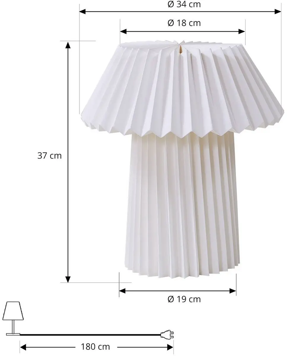 Lindby Tafellamp 1 Licht Papier - H37cm E14 Wit