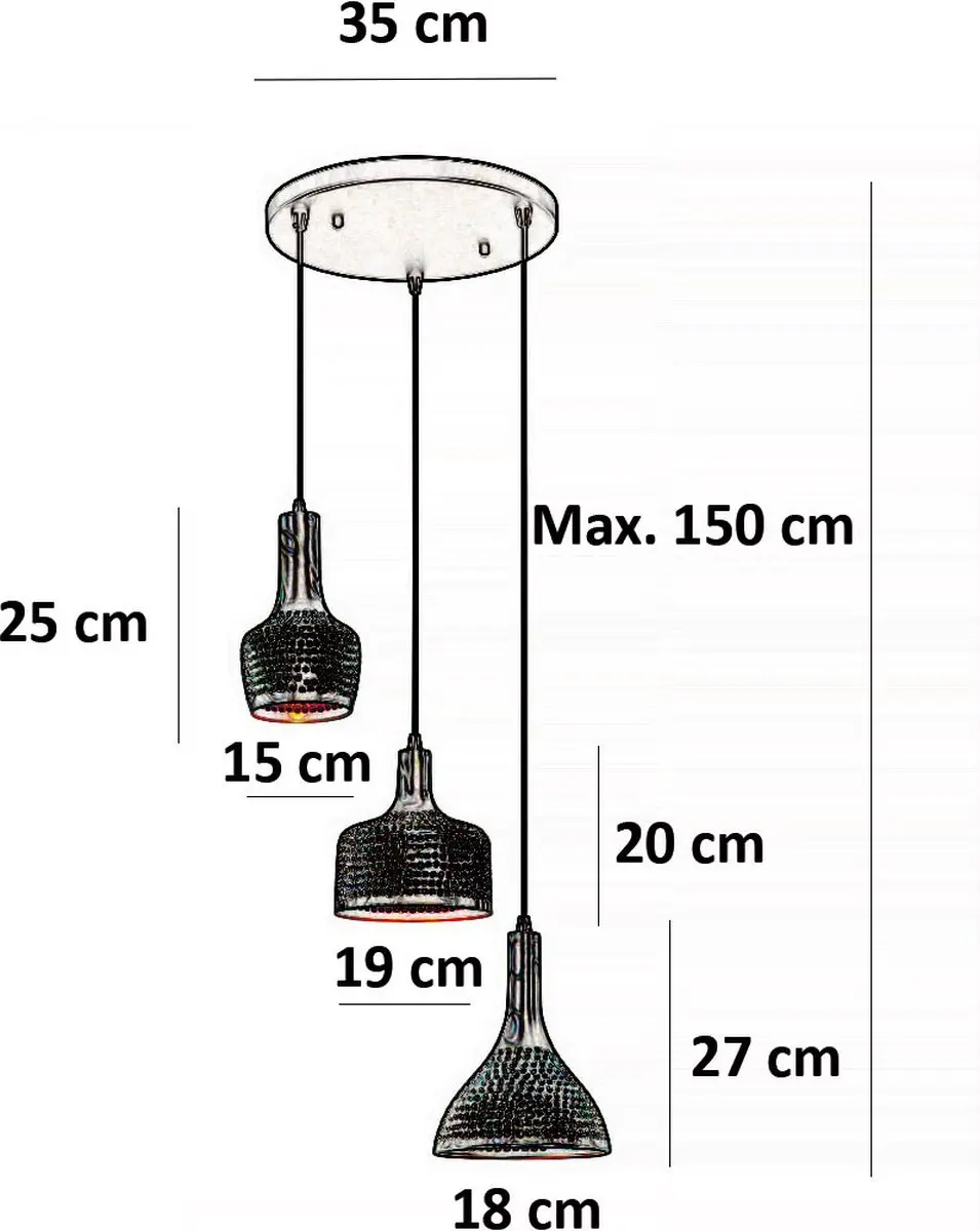 Freelight Fueco 3 Hanglamp Ø35cm - 5 Lichtpunten - Bruin/Zwart