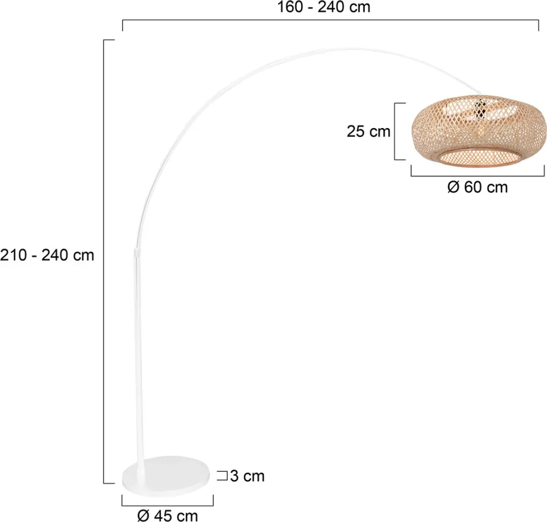 Steinhauer Maze Natural 4686W Booglamp - Ø60cm - Beige/Wit