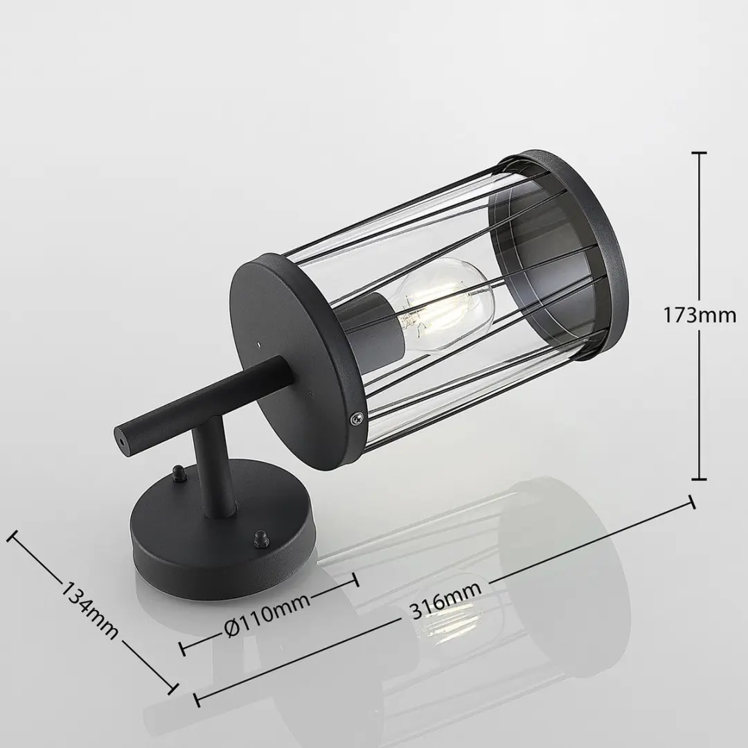 Lindby Wandlamp Buiten 1 Licht E27 - 31,6cm - Donkergrijs