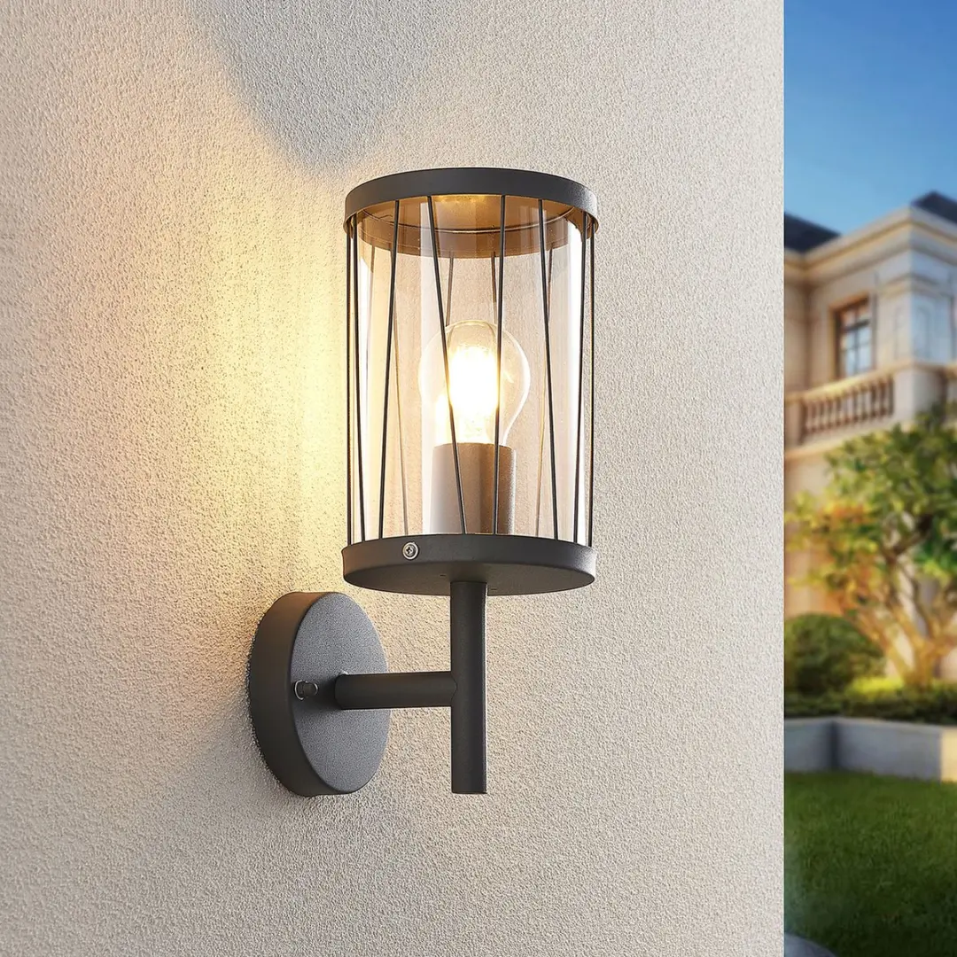 Lindby Wandlamp Buiten 1 Licht E27 - 31,6cm - Donkergrijs