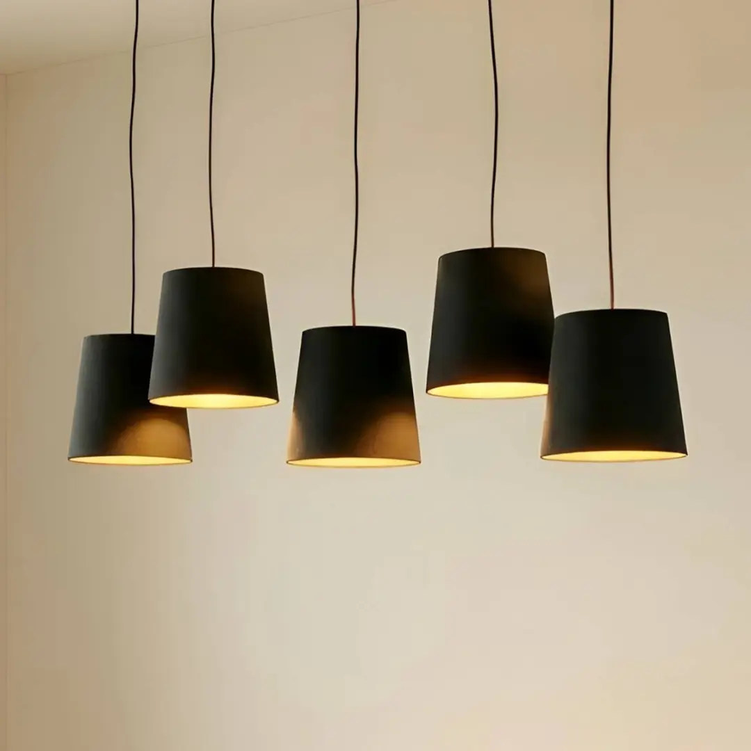 Lucande Hanglamp 5-lichts E27 - Zwart/licht hout