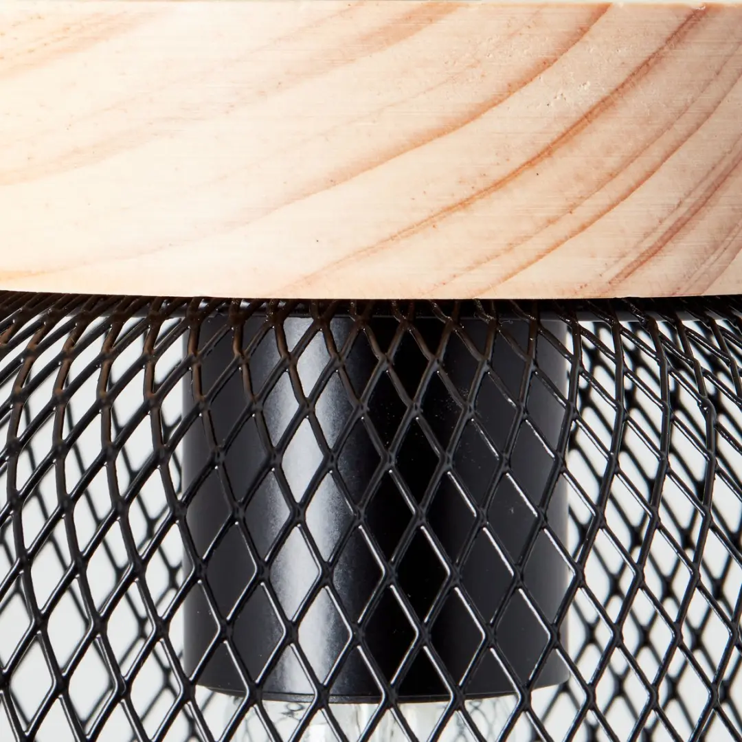 Brilliant H E27 Hanglamp 26,5cm - Metaal/Hout - Zwart/Bruin