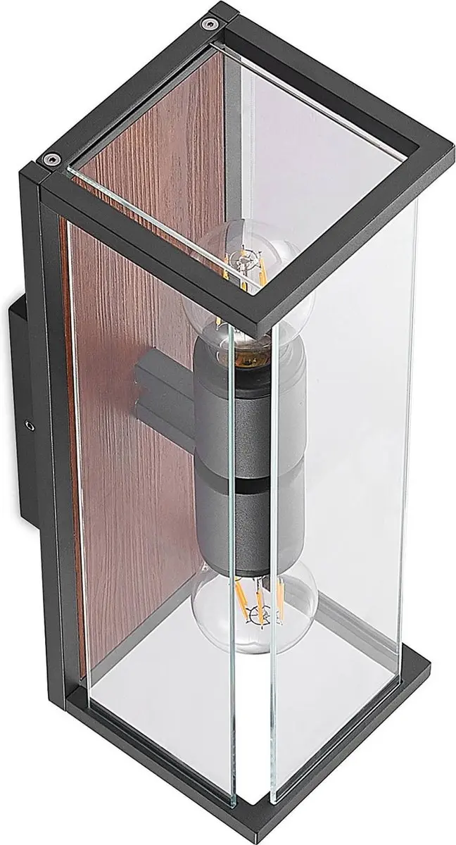 Lucande Wandlamp Buiten 2-Lichts E27 Grafiet - H40cm