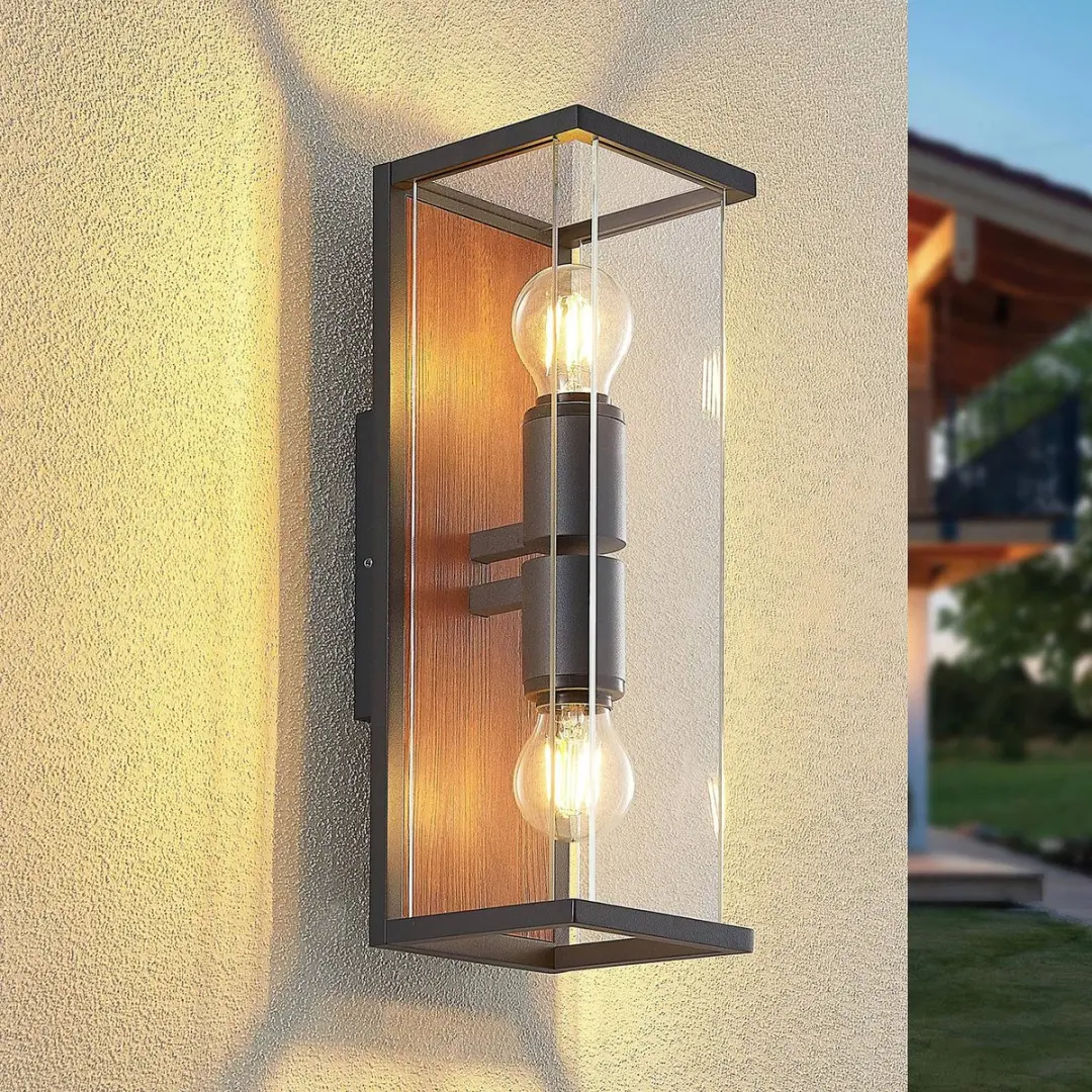Lucande Wandlamp Buiten 2-Lichts E27 Grafiet