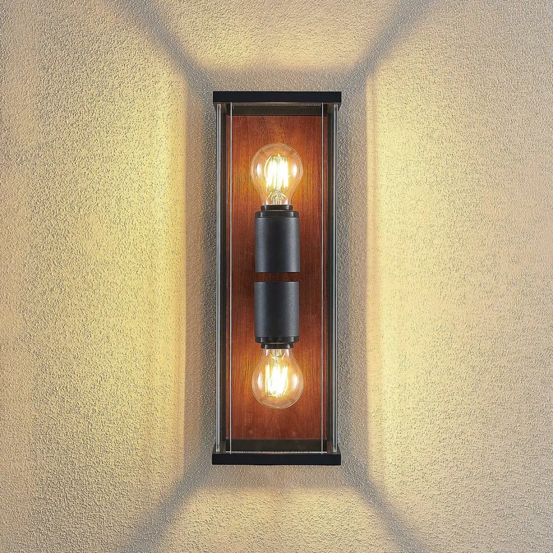 Lucande Wandlamp Buiten 2-Lichts E27 Grafiet - H40cm