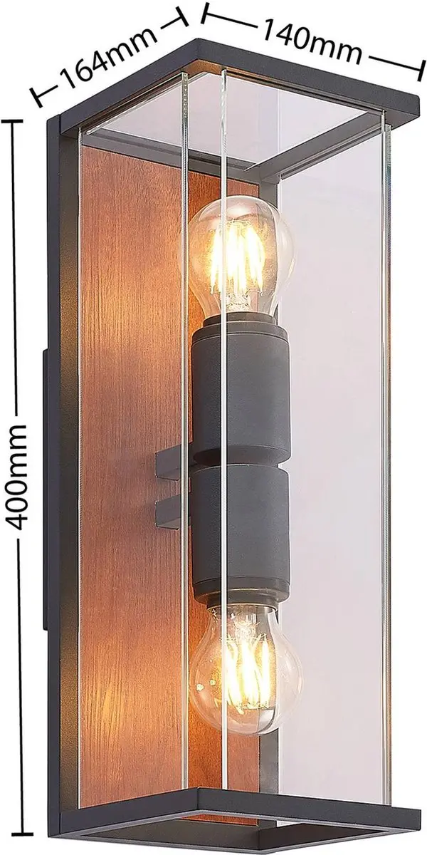 Lucande Wandlamp Buiten 2-Lichts E27 Grafiet - H40cm