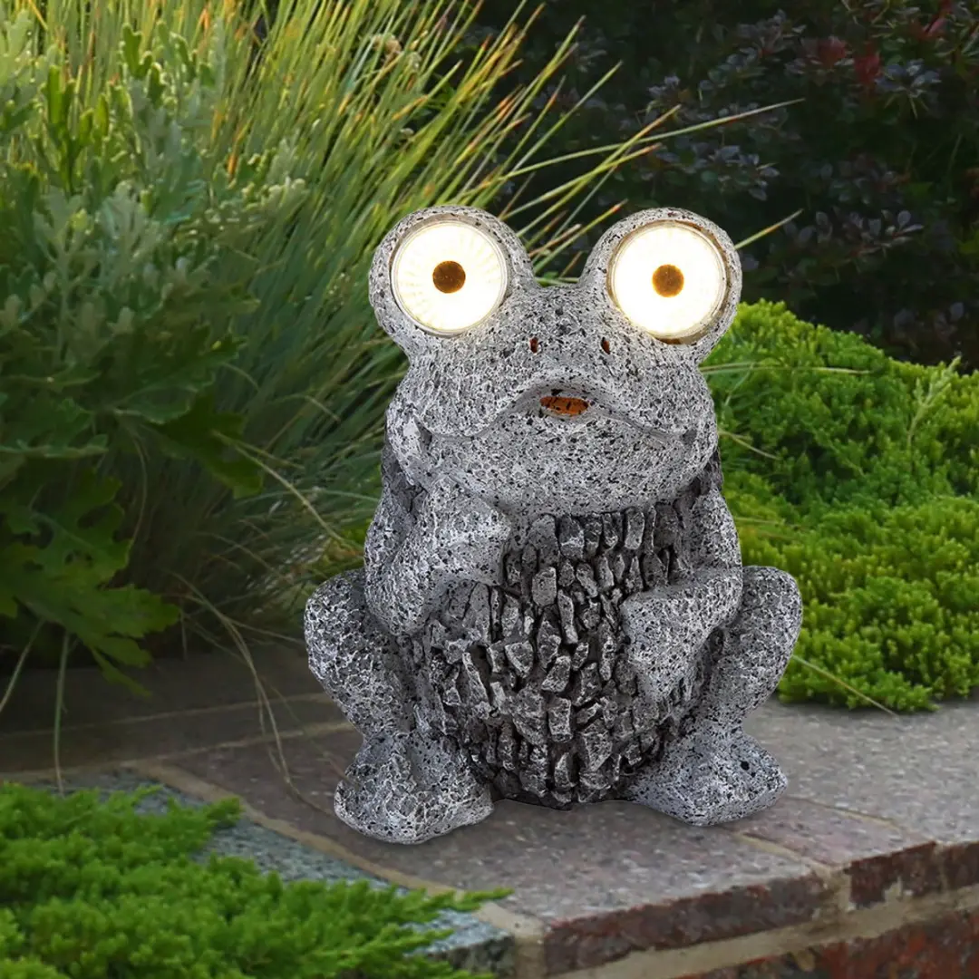 Globo Solarlamp Kikker Grijs - IP44 - 2x LED 0,06W - 17x14x21cm