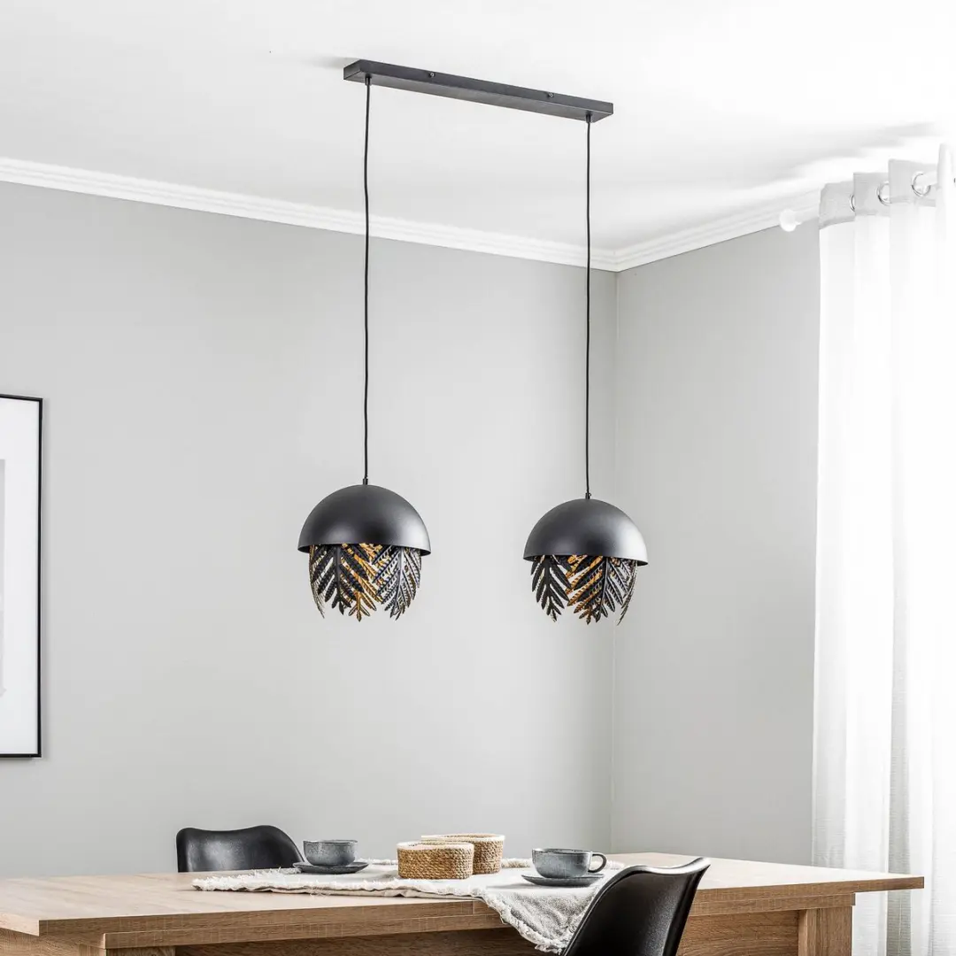 Lucande Hanglamp 2 Lichtpunten IJzer E27 - Zwart/Goud