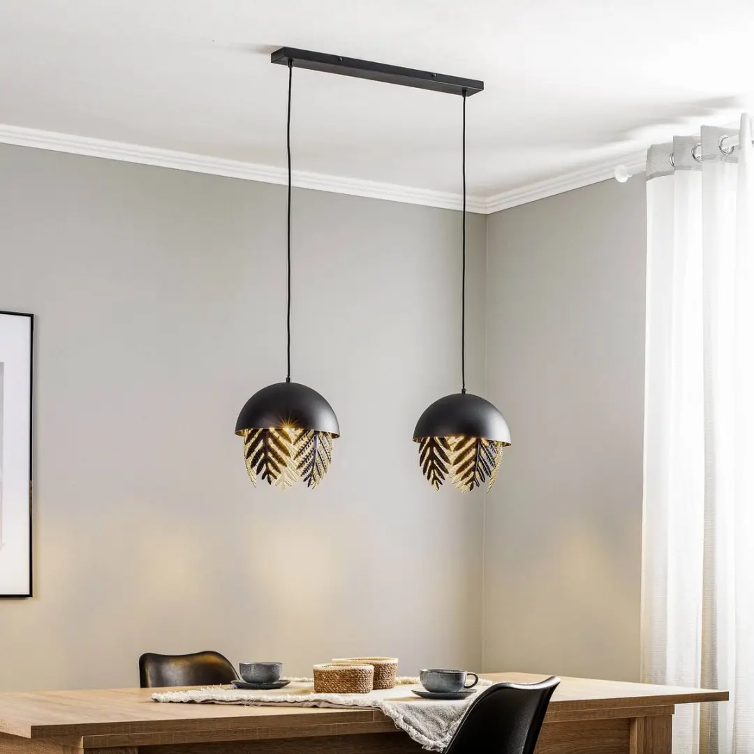 Lucande Hanglamp 2 Lichtpunten IJzer E27 - Zwart/Goud