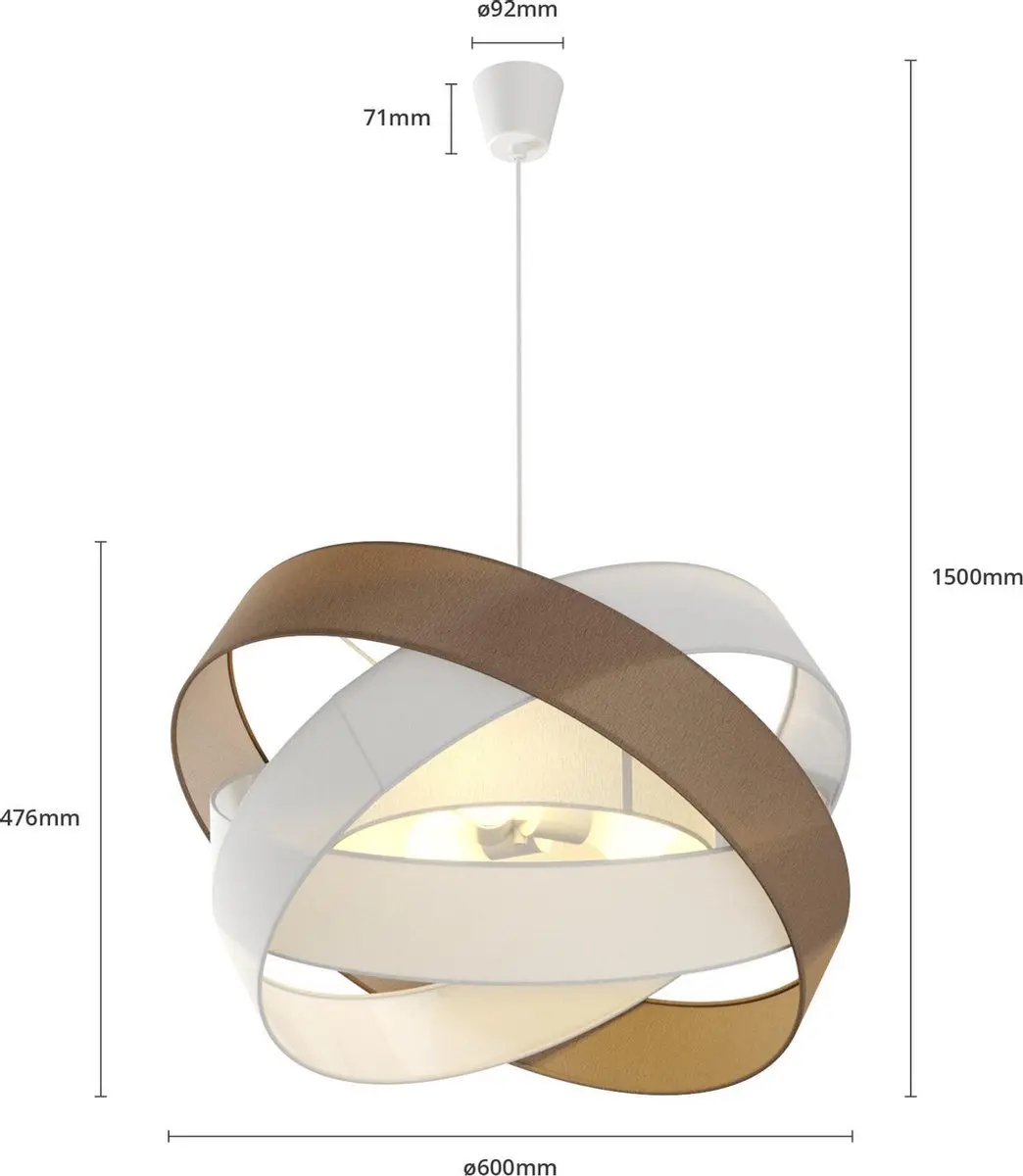 Lindby Hanglamp 3-lichts - 40W - Bruin/Wit/Grijs