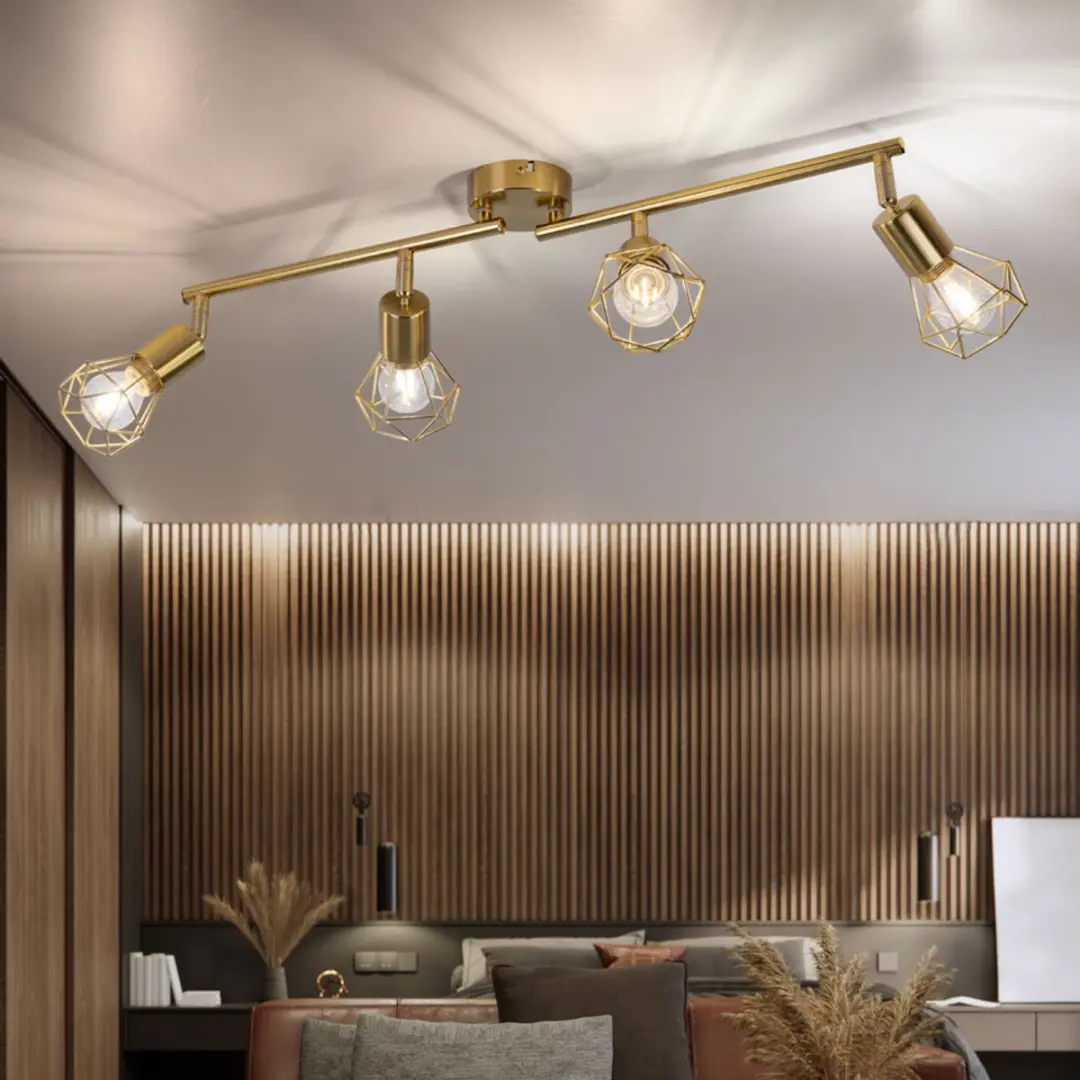 Globo Plafondlamp 4 Spots Metaal Goud E14