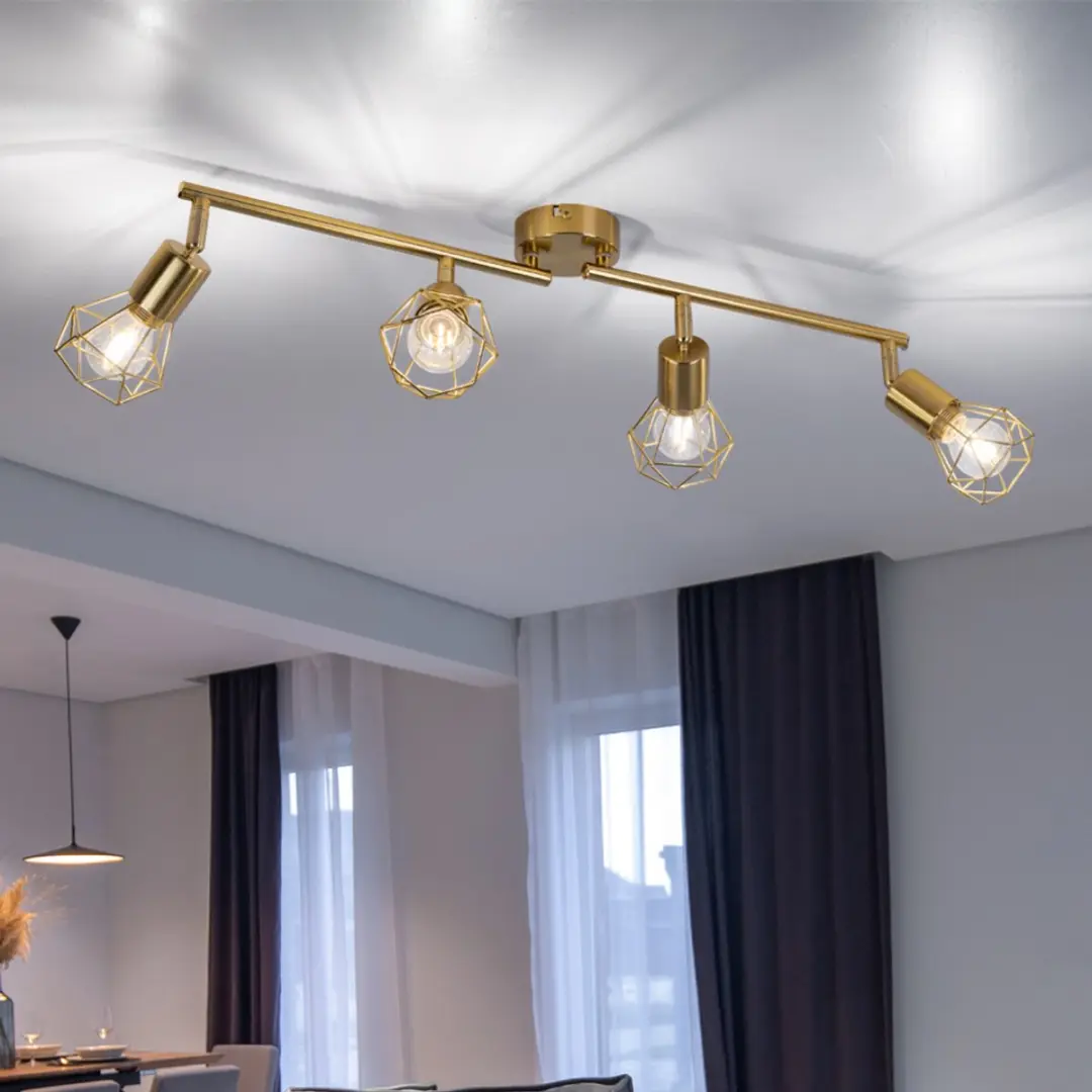 Globo Plafondlamp 4 Spots Metaal Goud E14
