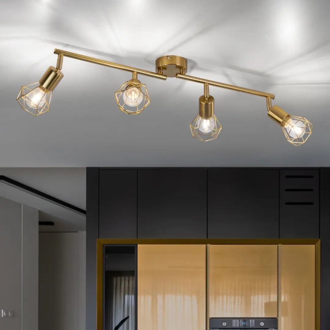 Globo Plafondlamp 4 Spots Metaal Goud E14