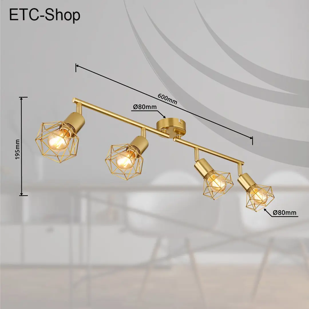 Globo Plafondlamp 4 Spots Metaal Goud E14
