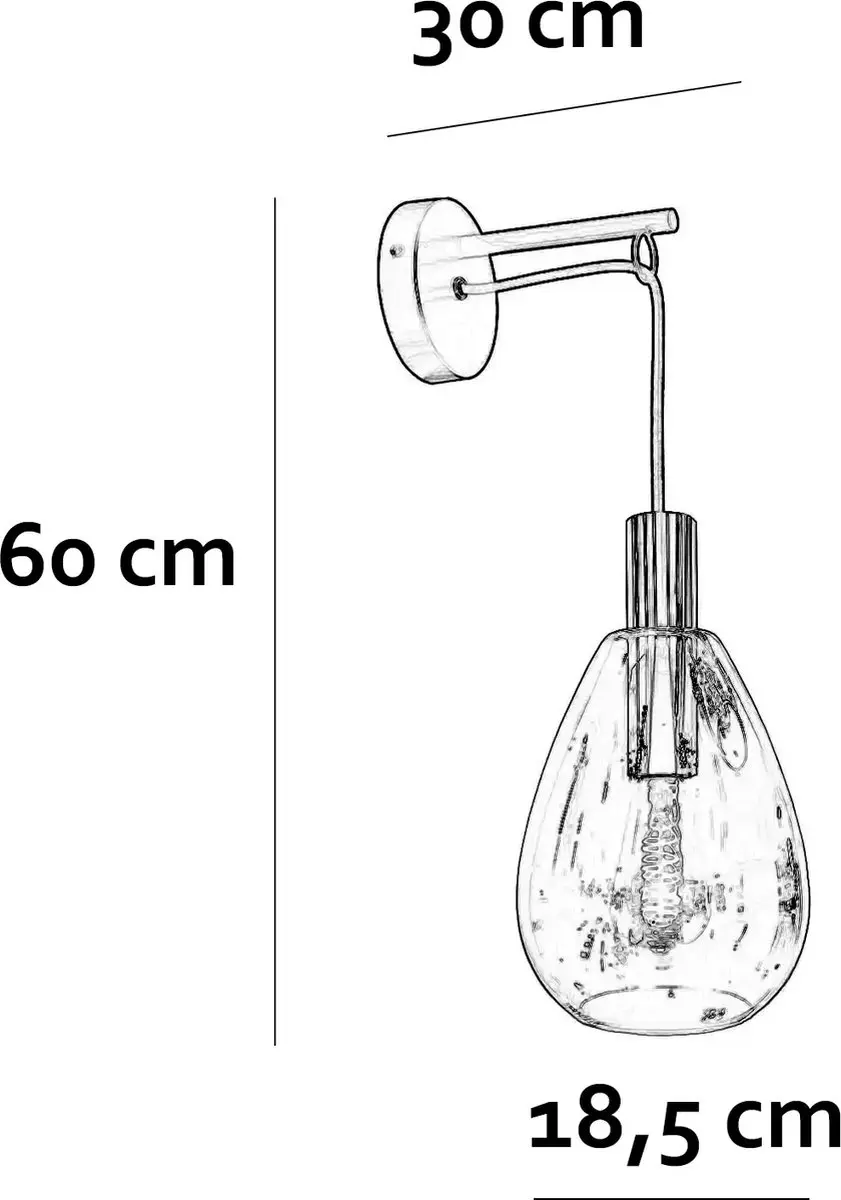 Freelight Wandlamp Dorato H 60cm - Zwart/Goud