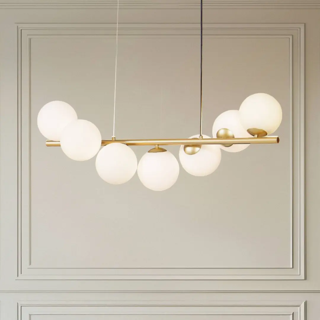 Lucande Hanglamp 7-Lichts G9 Goud Mat Opaal - 33cm