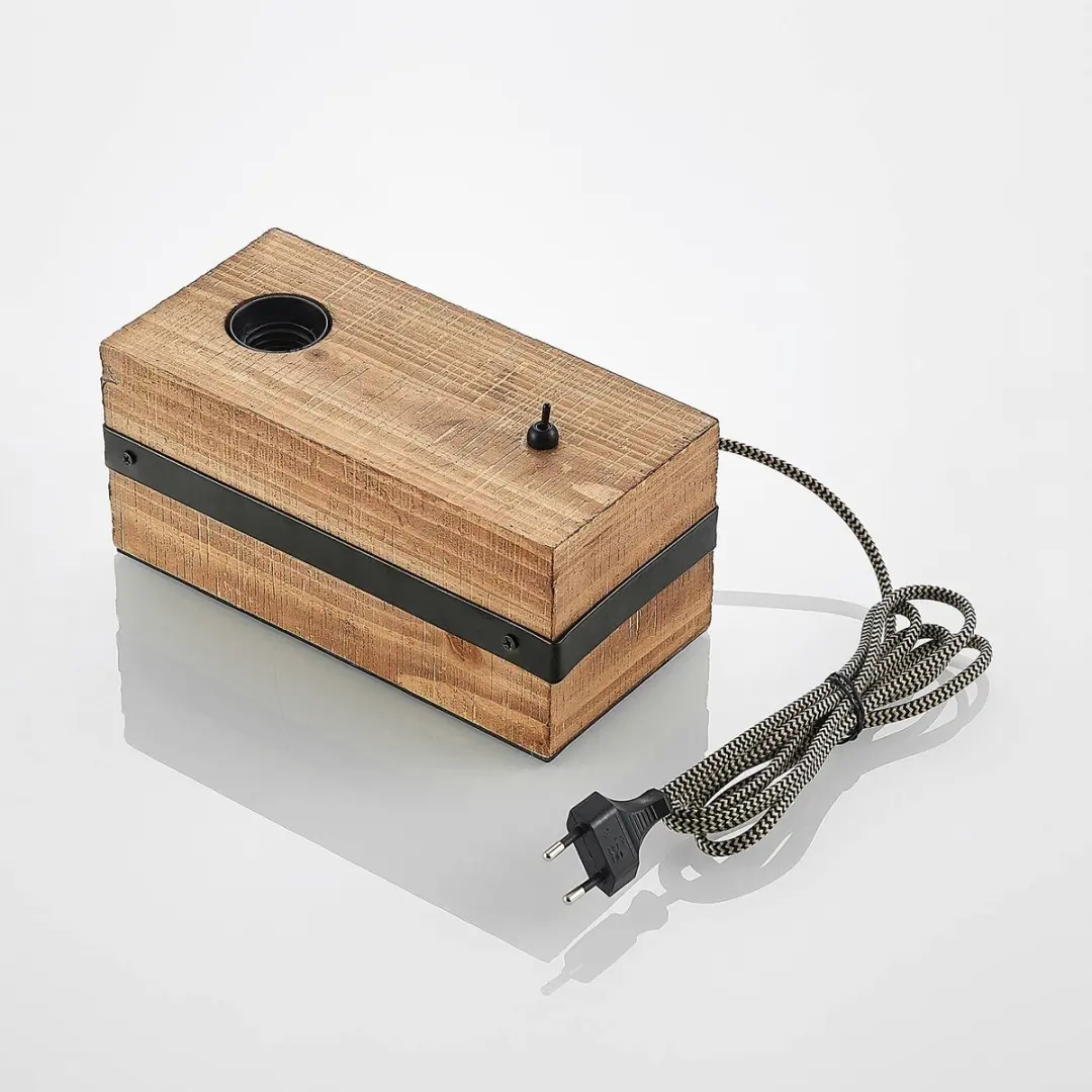 Lindby Tafellamp 1 Licht - Hout/Metalen - E27 - Bruin/Zwart
