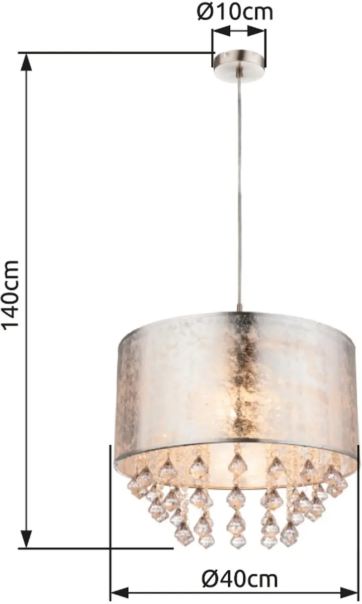 Globo Amy I Hanglamp - Nikkel Ø40cm - afbeelding 6 van 6