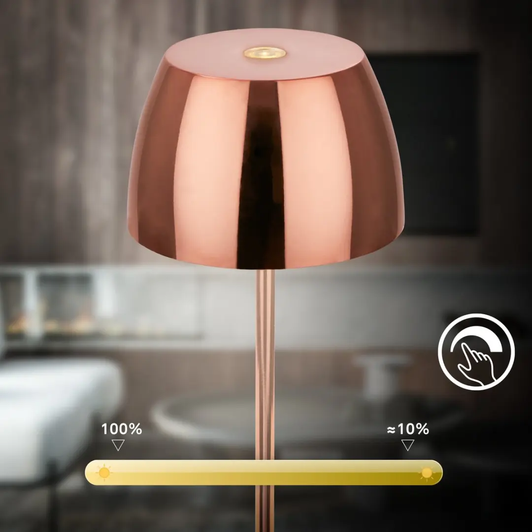 Briloner Serina Mini 7503013 LED Tafellamp - Dimbaar - IP44 - Koper