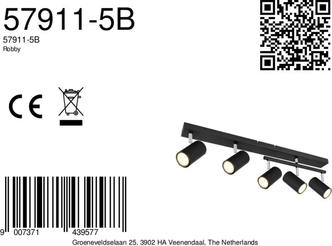 Globo Robby Opbouwspot GU10 - 5 Stuks - Zwart