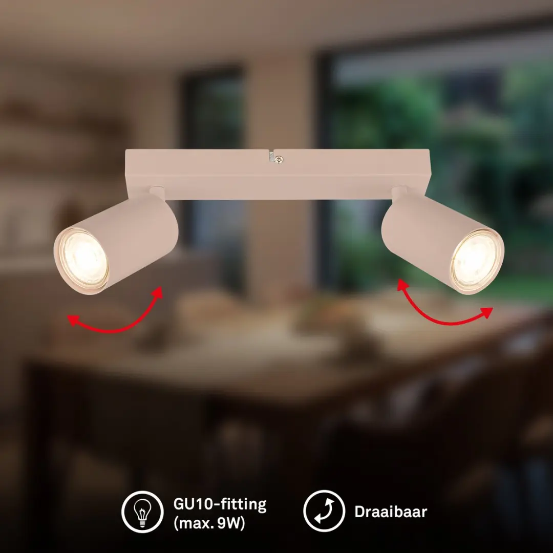 Briloner Tib Opbouwspot GU10 - 2x 9W - Beige