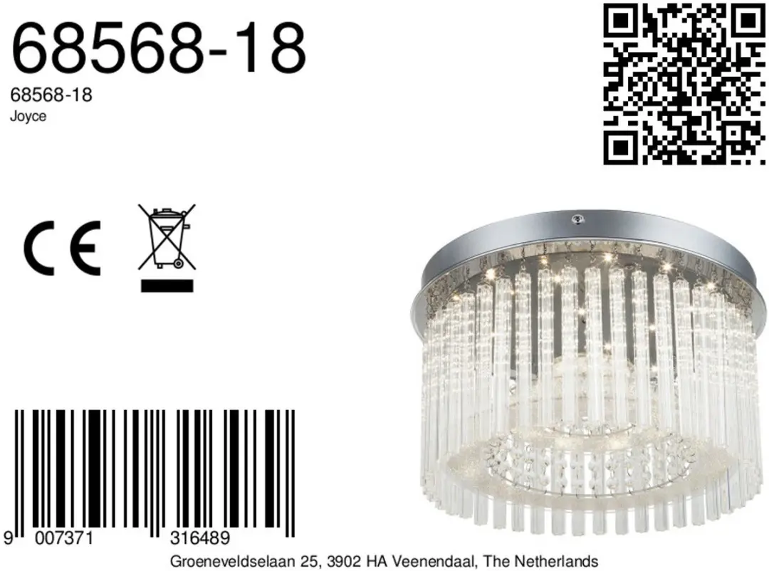Globo Joyce Plafondlamp LED Ø37cm - Chroom - afbeelding 6 van 6