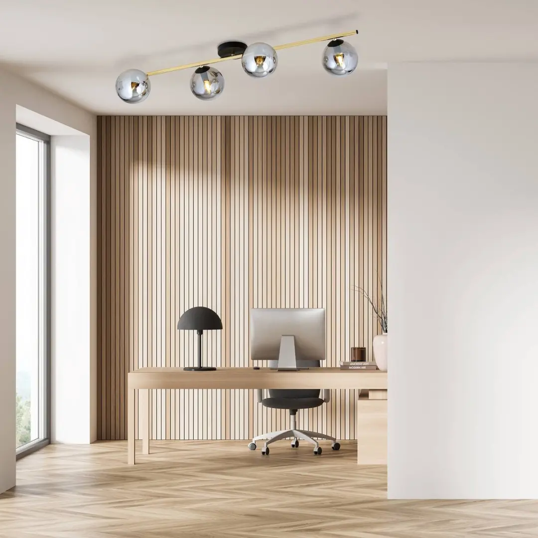 Euluna Plafondlamp 4-Lichts Staal Glas