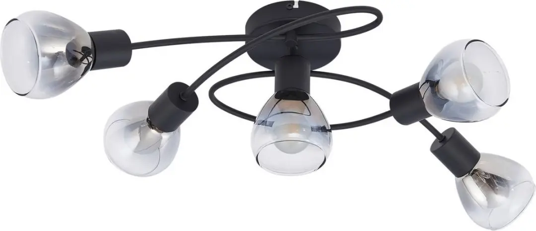 Lindby Plafondlamp 5-Lichts E14 - Rookgrijs/Mat Zwart