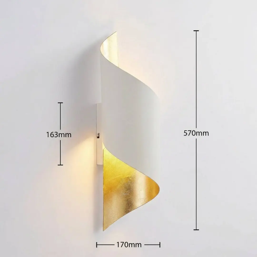 Lindby Wandlamp Metaal 1 Licht E27 - 52cm - Wit/Goud