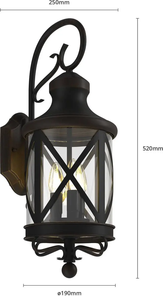 Lucande Wandlamp Vintage Marcellino+ 3-Lichts - Roestkleurig