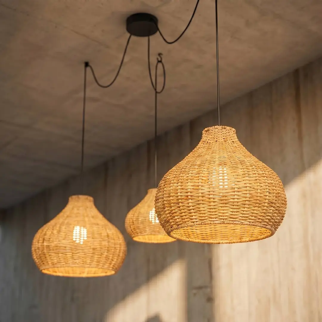 Lucande Hanglamp Buiten 3-Lichts Rotan