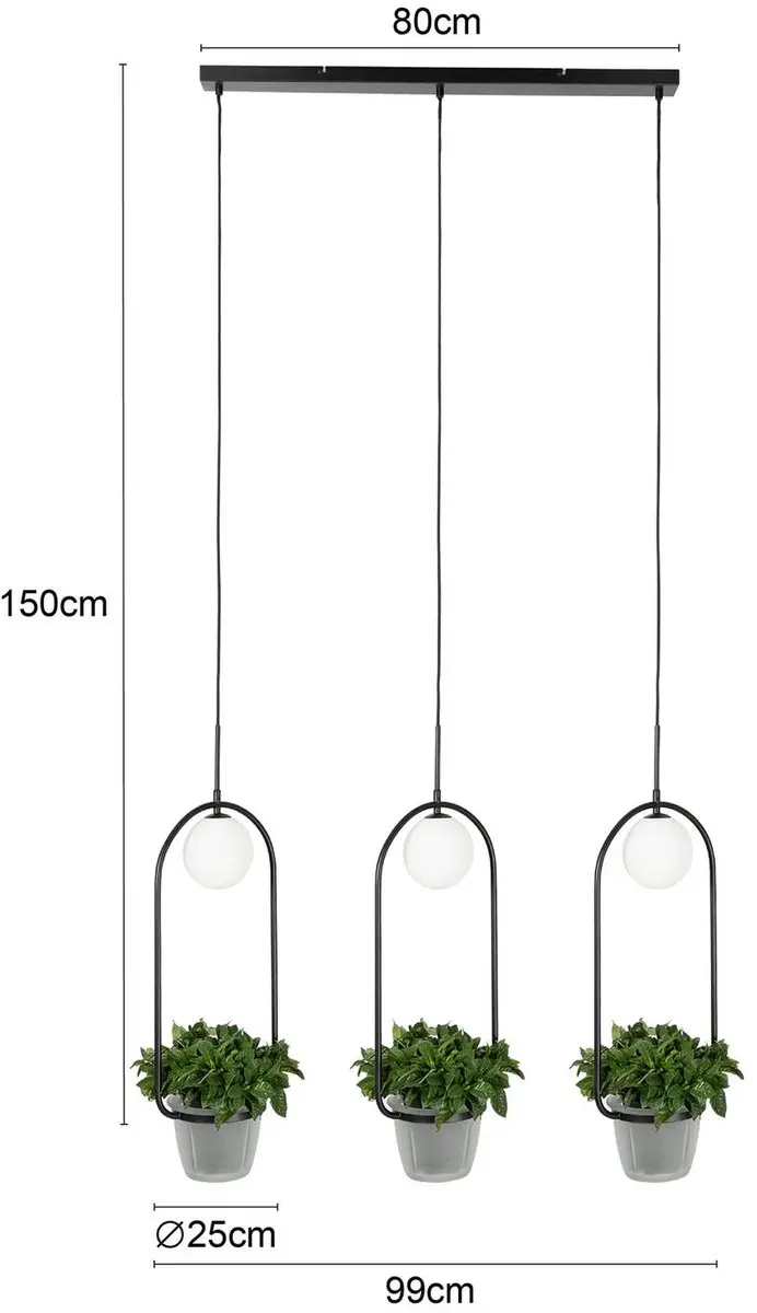 Lindby Hanglamp 3-lichts G9 Zwart/Opaal