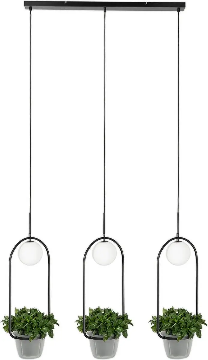 Lindby Hanglamp 3-lichts G9 Zwart/Opaal
