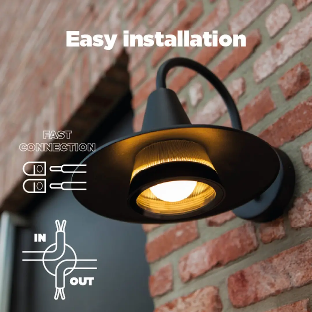 Lutec Swan Wandlamp E27 Mat Zwart - IP54