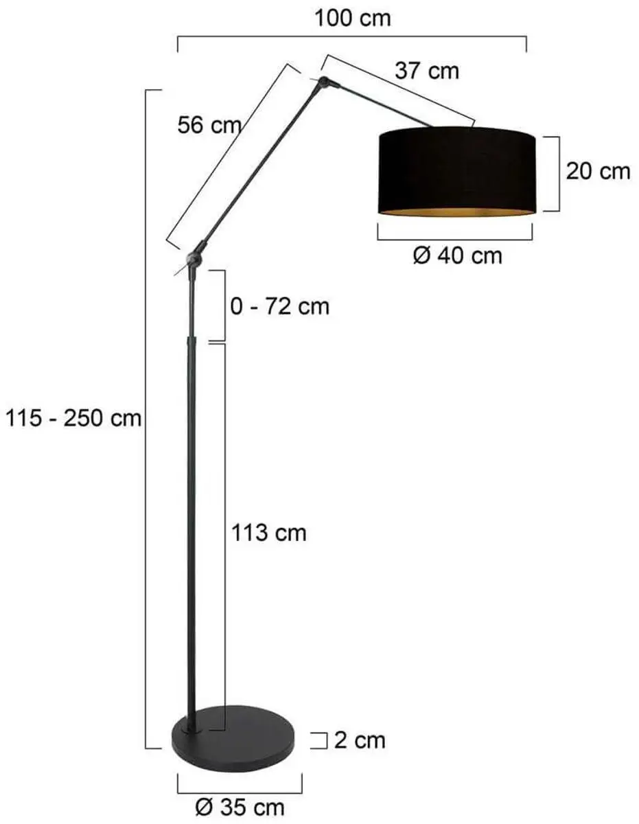 Steinhauer Prestige Chic 3976ZW Vloerlamp - Booglamp - 40W - Zwart - afbeelding 6 van 6