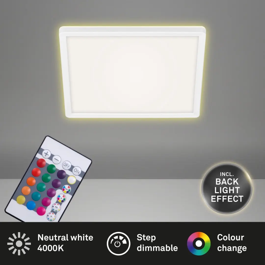 Briloner Slim LED Plafondlamp 15W RGB - 1.850 Lumen - Wit