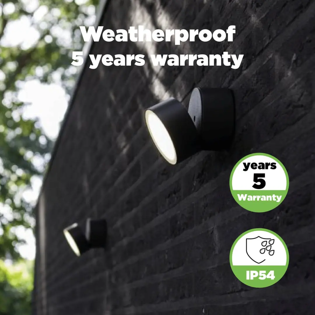 Lutec Trumpet LED Wandlamp Buiten - 900 Lm - 4000K - IP54 - Donkergrijs - afbeelding 6 van 6