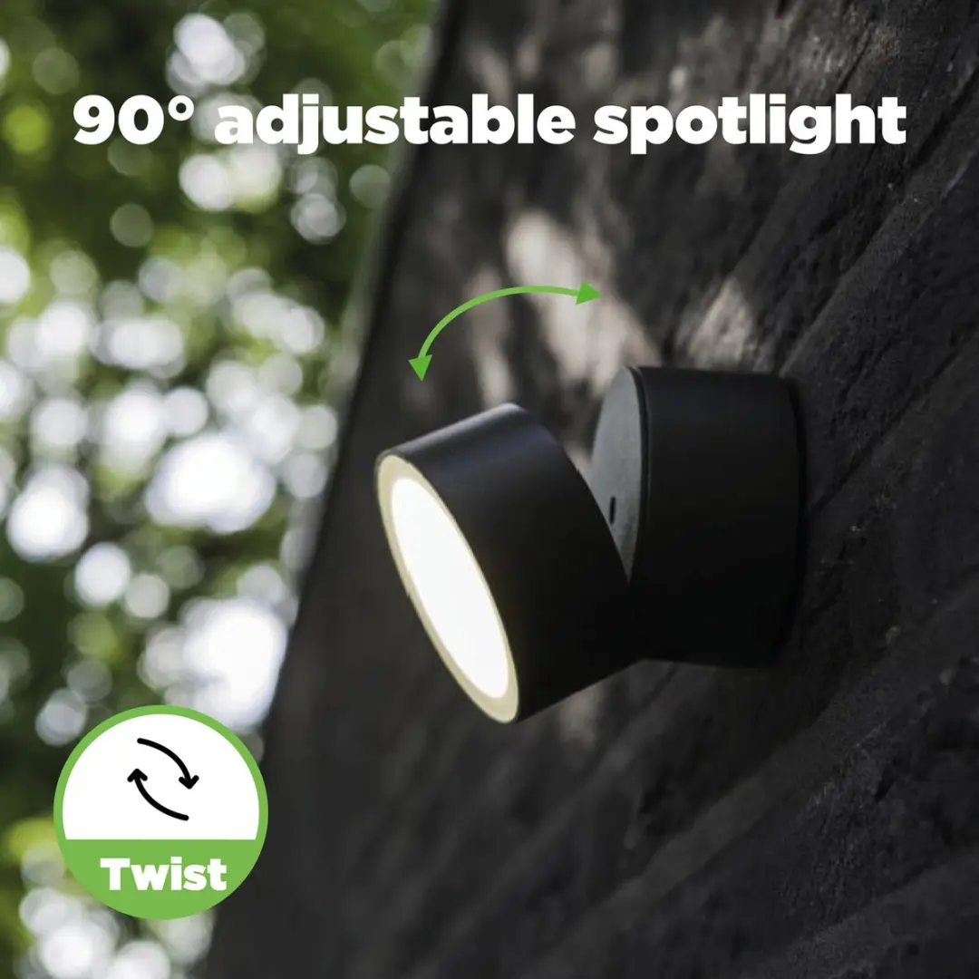 Lutec Trumpet LED Wandlamp Buiten - 900 Lm - 4000K - IP54 - Donkergrijs