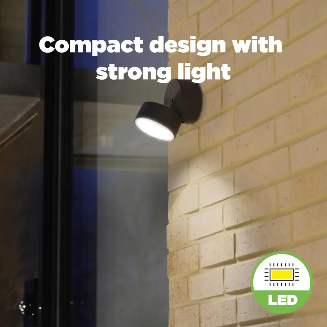 Lutec Trumpet LED Wandlamp Buiten - 900 Lm - 4000K - IP54 - Donkergrijs