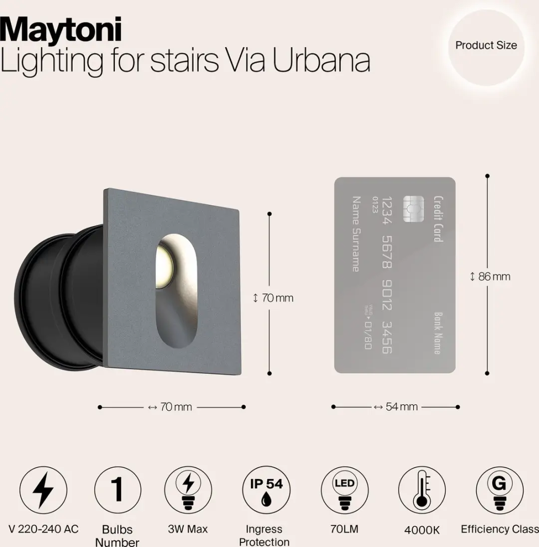 Maytoni Via Urbana Trapleuningverlichting Grijs 3W