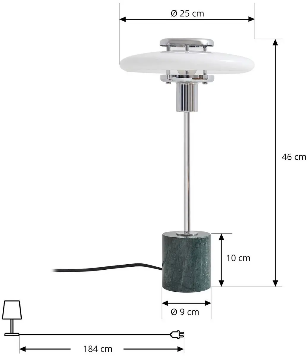 Lindby Tafellamp Glas Marmer 10W - 25cm - Wit/ Groen