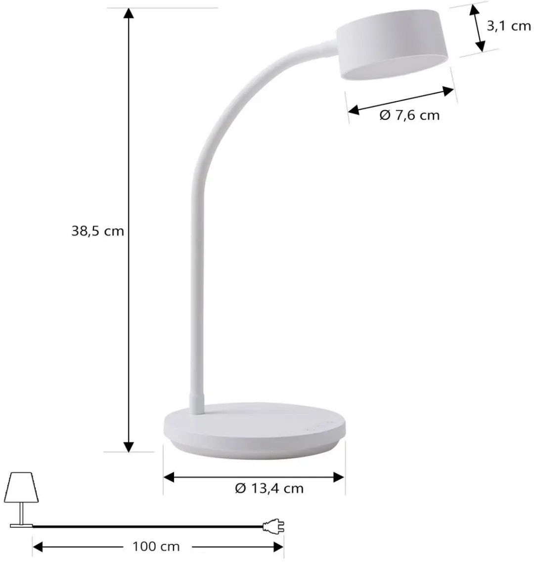 Lindby Bureaulamp met Dimmer 3.1W - Wit