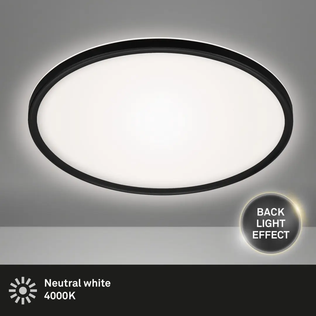 Briloner Slim LED Plafonnière 22W - 3000 Lumen - 4000K - Zwart
