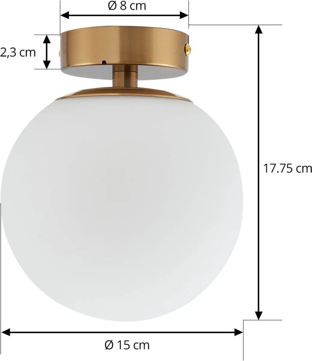 Lucande Plafondlamp Badkamer 1 Licht Ø15cm - messingkleurig - afbeelding 6 van 6