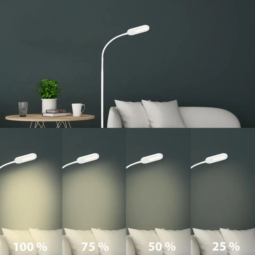 Briloner Office Step LED Vloerlamp - Wit - 128cm
