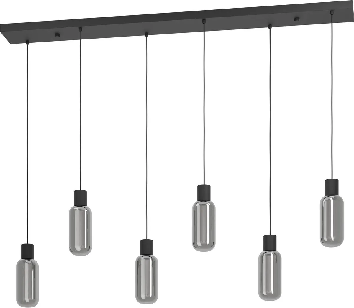Eglo Majone Hanglamp E27 - 138cm - Zwart/Grijs - Rookglas