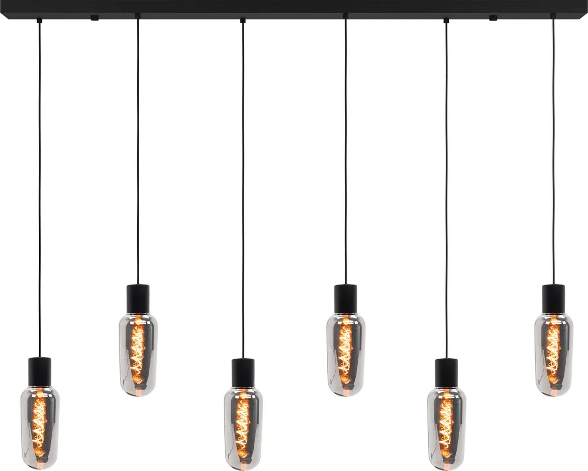 Eglo Majone Hanglamp E27 - 138cm - Zwart/Grijs - Rookglas
