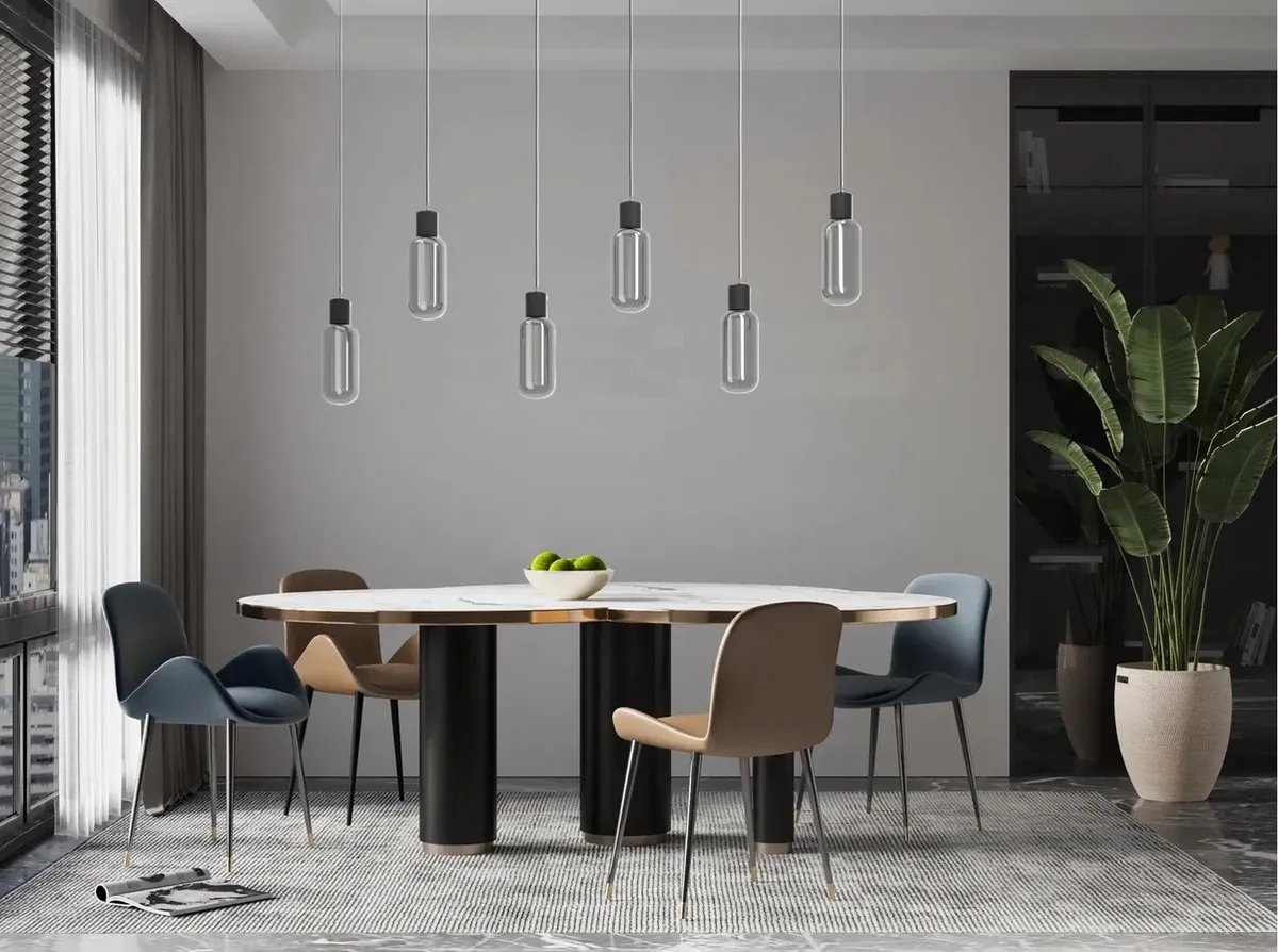 Eglo Majone Hanglamp E27 - 138cm - Zwart/Grijs - Rookglas - afbeelding 6 van 6
